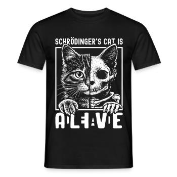 Le chat de Schrödinger vivant et mort - T-shirt homme - noir - Devant - AI Model Male 178 light (178cm)