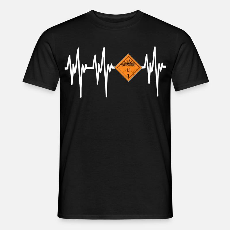 Heartbeat Pyro Danger - Männer T-Shirt - Schwarz