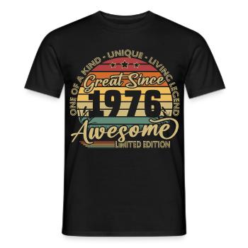 Cadeau d’anniversaire pour le 50e anniversaire 1976 Vintage Retro - T-shirt homme - noir - Devant - AI Model Male 178 light (178cm)