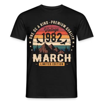 Mars 1982 Cadeau 44eme Anniversaire March 1982 - T-shirt homme - noir - Devant - AI Model Male 178 light (178cm)