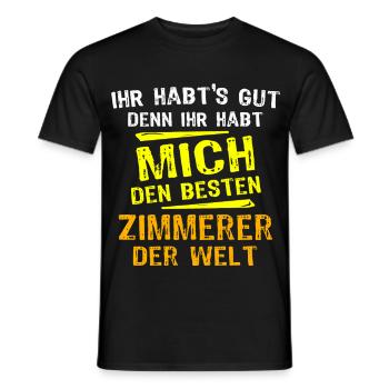 Zimmerer Geschenk - Männer T-Shirt - Schwarz - Vorne - AI Model Male 178 light (178cm)