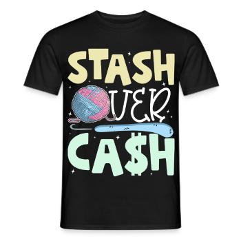 Stash Over Cash Häkeln - Männer T-Shirt - Schwarz - Vorne - AI Model Male 178 light (178cm)