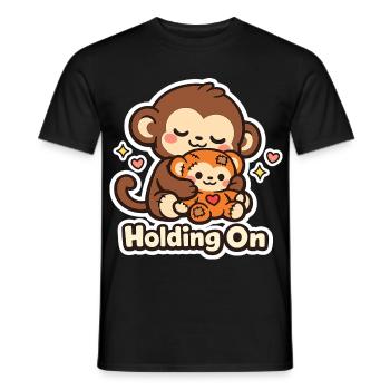 Punch Macaque Holding On - Men's T-Shirt - black - Front - AI Model Male 178 light (178cm)