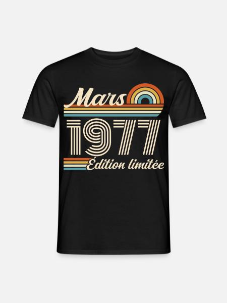 49e Cadeau d’anniversaire - Né en mars 1977 - Mænd T-shirt - sort