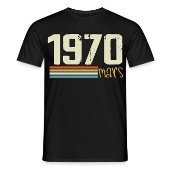Jahrgang März 1970 - Männer T-Shirt - Schwarz - Vorne - AI Model Male 178 light (178cm)