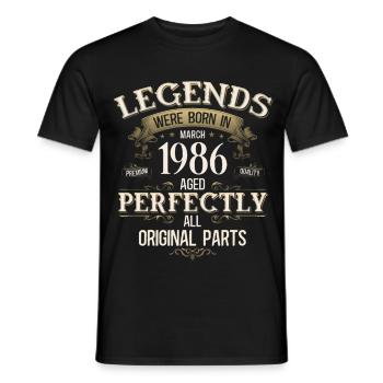 Cadeau de 40e anniversaire Mari Vintage mars 1986 - T-shirt homme - noir - Devant - AI Model Male 178 light (178cm)