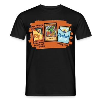 Rip Pull Protect Trading Card Booster Pack Opening - Men's T-Shirt - black - Front - AI Model Male 178 light (178cm)