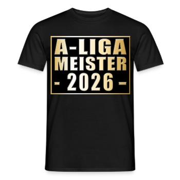 Champion of the Kreisliga A 2026 - Men's T-Shirt - black - Front - AI Model Male 178 light (178cm)