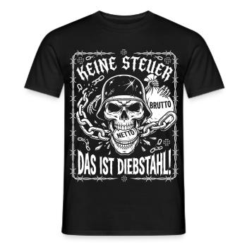 Keine Steuer Das Ist Diebstahl, Totenkopf - Männer T-Shirt - Schwarz - Vorne - AI Model Male 178 light (178cm)