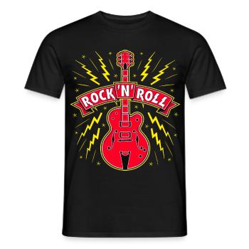 Guitar Rock 'N' Roll Banner - Männer T-Shirt - Schwarz - Vorne - AI Model Male 178 light (178cm)