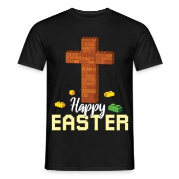 Master Builder Brick Builder Cross Happy Easter - Men's T-Shirt - black - Front - AI Model Male 178 light (178cm)