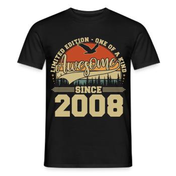 2008 Vintage Vintage Anniversaire Rétro Cadeau - T-shirt homme - noir - Devant - AI Model Male 178 light (178cm)