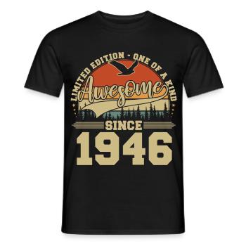 1946 Vintage Jahrgang Geburtstag Retro Geschenk - Männer T-Shirt - Schwarz - Vorne - AI Model Male 178 light (178cm)