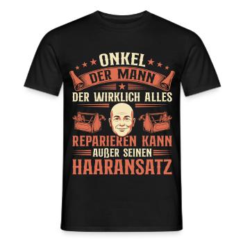 Craftsman Uncle with Bald Head Funny Saying - Men's T-Shirt - black - Front - AI Model Male 178 light (178cm)