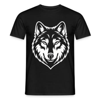 Design artistique minimaliste de la tête de tête de loup - T-shirt homme - noir - Devant - AI Model Male 178 light (178cm)