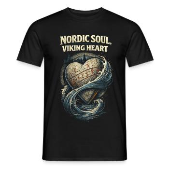 Skandinavisch Wikinger Nordic Soul Viking Heart - Männer T-Shirt - Schwarz - Vorne - AI Model Male 178 light (178cm)