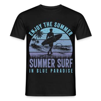 Enjoy the Summer Summer Surf In Blue Paradise - Männer T-Shirt - Schwarz - Vorne - AI Model Male 178 light (178cm)