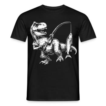 Angeln Fischer Dinosaurier Herren Jungen Angler - Männer T-Shirt - Schwarz - Vorne - AI Model Male 178 light (178cm)
