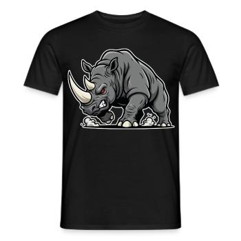 Rhinoceros Powerful Anger Wild Animal Logo - Men's T-Shirt - black - Front - AI Model Male 178 light (178cm)