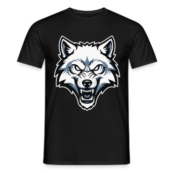 Wild Arctic White Wolf Maskottchen-Maskottchen-Logo - Männer T-Shirt - Schwarz - Vorne - AI Model Male 178 light (178cm)