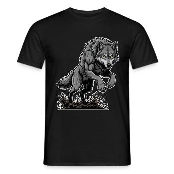 Werwolf Mighty Racing Maskottchen Wolf - Männer T-Shirt - Schwarz - Vorne - AI Model Male 178 light (178cm)