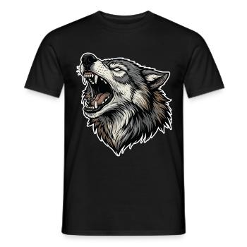 Wild Wolf Heulend Alpha Wolf Maskottchen - Männer T-Shirt - Schwarz - Vorne - AI Model Male 178 light (178cm)