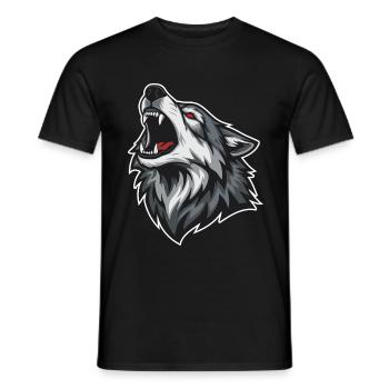 Wild Wolf Heult Rotaugen-Maskottchen Wolf Maskottchen - Männer T-Shirt - Schwarz - Vorne - AI Model Male 178 light (178cm)