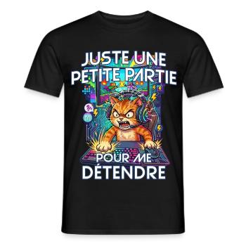 Gamer humour jeux vidéo console gaming chat énervé - T-shirt homme - noir - Devant - AI Model Male 178 light (178cm)