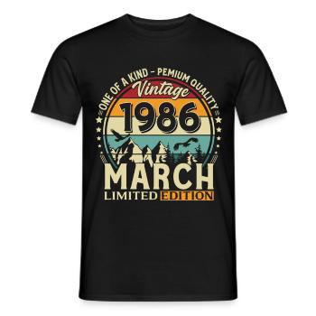 Cadeau de 40e anniversaire Mari Vintage mars 1986 - T-shirt homme - noir - Devant - AI Model Male 178 light (178cm)