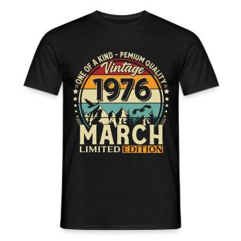 50th Birthday Gift Husband Vintage March 1976 - Men's T-Shirt - black - Front - AI Model Male 178 light (178cm)