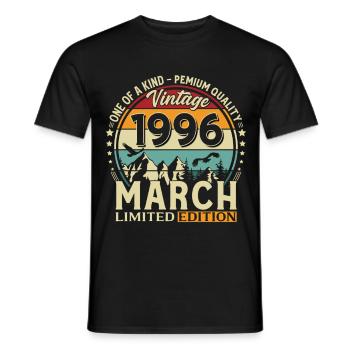 30th Birthday Gift Husband Vintage March 1996 - Men's T-Shirt - black - Front - AI Model Male 178 light (178cm)