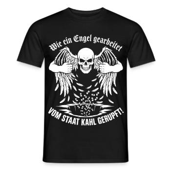Wie Ein Engel Gearbeitet Vom Staat Kahl Gerupft - Männer T-Shirt - Schwarz - Vorne - AI Model Male 178 light (178cm)