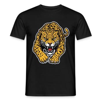 Leopard Jaguar Wild Attack Mascot Predator - Men's T-Shirt - black - Front - AI Model Male 178 light (178cm)