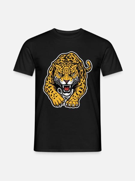 Leopard-Jaguar Wild Attack Maskottchen-Raubtier - Männer T-Shirt - Schwarz