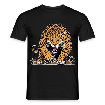 Jaguar Leopard Wild Racing Mascot Predator - Men's T-Shirt - black - Front - AI Model Male 178 light (178cm)