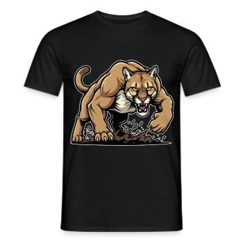Cougar Lion des Montagnes Sauvage Mascotte - T-shirt homme - noir - Devant - AI Model Male 178 light (178cm)
