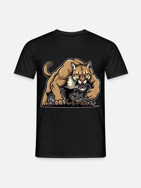 Cougar Mountain Lion Wild Mascot - Men's T-Shirt - black