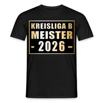 Champion of the Kreisliga B 2026 - Men's T-Shirt - black - Front - AI Model Male 178 light (178cm)