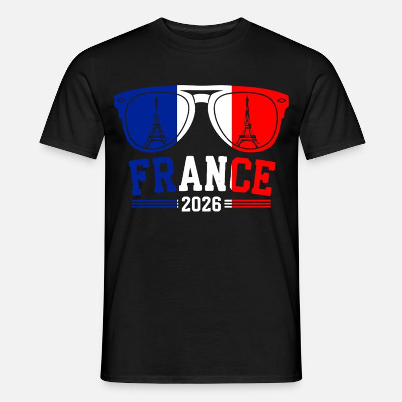 Frankreich 2026 Eiffelturm Brille - Männer T-Shirt - Schwarz