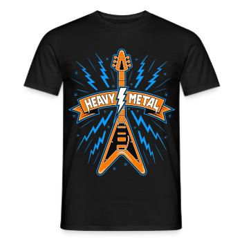 Heavy Metal Banner mit Gitarre - Männer T-Shirt - Schwarz - Vorne - AI Model Male 178 light (178cm)