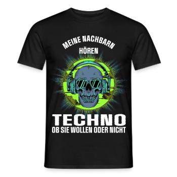 Mes voisins écoutent de la techno - T-shirt homme - noir - Devant - AI Model Male 178 light (178cm)