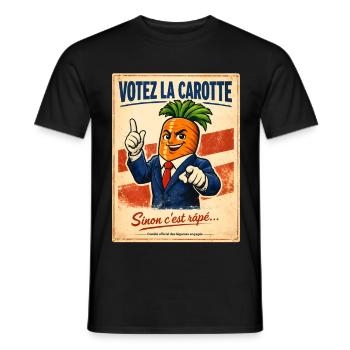 Votez la Carotte – Humour Politique Vintage Rétro - T-shirt homme - noir - Devant - AI Model Male 178 light (178cm)