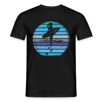 Surfer Girl Retro Vintage Sunset - Men's T-Shirt - black - Front - AI Model Male 178 light (178cm)