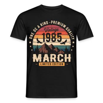 Cadeau mars 1985, Born in march 1985 - T-shirt homme - noir - Devant - AI Model Male 178 light (178cm)