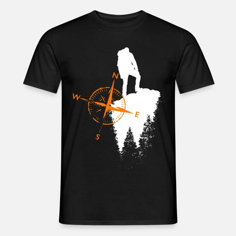 Wanderer Motiv mit einem Kompa - Männer T-Shirt - Schwarz