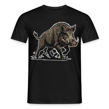Sanglier Sauvage Charge Mascotte Forêt Wild Boar - T-shirt homme - noir - Devant - AI Model Male 178 light (178cm)