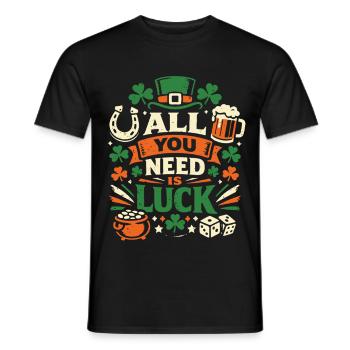 Tout ce dont vous avez besoin, c’est de la chance – La Saint-Patrick - T-shirt homme - noir - Devant - AI Model Male 178 light (178cm)