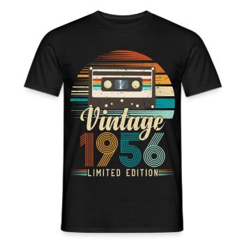 70-jähriges Jubiläum 1956 Geburtstagsgeschenk - Männer T-Shirt - Schwarz - Vorne - AI Model Male 178 light (178cm)