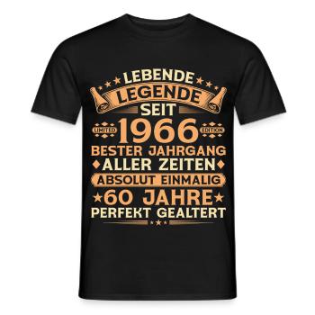 60th Birthday 1966 Vintage Legend Gift - Men's T-Shirt - black - Front - AI Model Male 178 light (178cm)