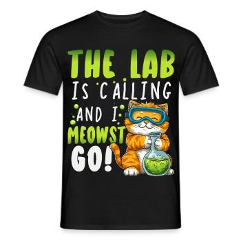 Scientists Natural Sciences Cat Chemistry - Men's T-Shirt - black - Front - AI Model Male 178 light (178cm)